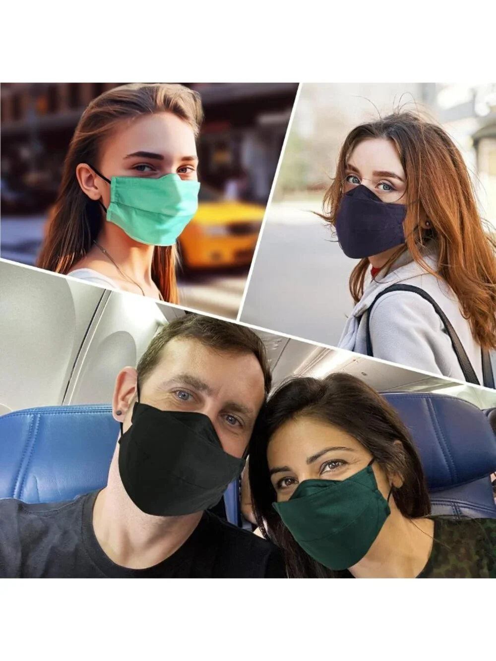 Reusable Cotton Face Masks - Washable, Adjustable, Breathable with Filter Pocket